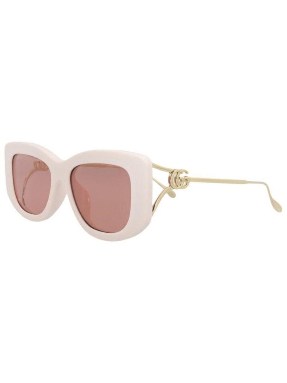 New Gucci Womens Square/Rectangle Ivory Gold Red Fashion Designer Sunglasses